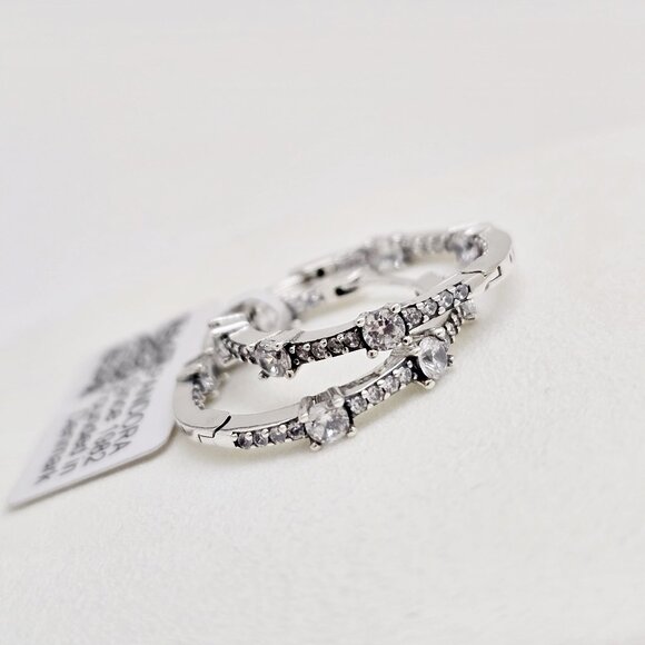 Pandora Sparkling Hoop Earrings NEW - Picture 4 of 5